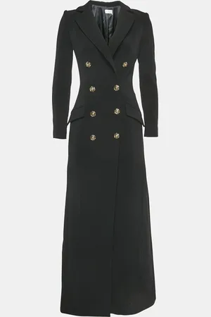 Elisabetta Franchi Crepe Double Breasted Long Coat S