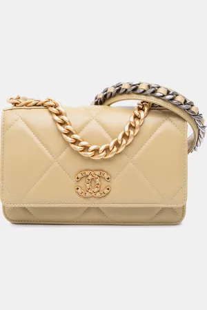 CHANEL /Brown Quilted Lambskin 19 Wallet on Chain