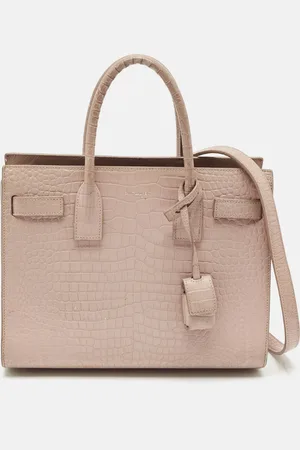 Saint Laurent Saint Laurent Old Rose Croc Embossed Leather Baby Classic Sac De Jour Tote