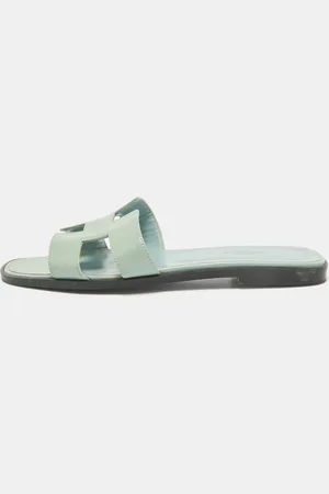 Hermès Mint Leather Oran Flat Slides Size 39