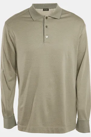 Ermenegildo Zegna Zegna Cotton & Silk Knit Long Sleeve Polo T-Shirt L