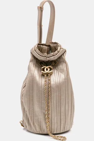 CHANEL Small Metallic Calfskin Coco Pleats Drawstring Backpack