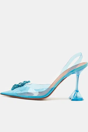 Amina Muaddi PVC Crystal Embellished Rosie Slingback Pumps Size 38