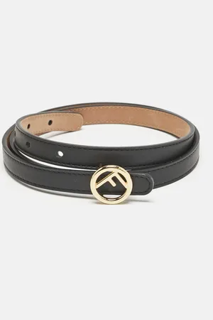 Fendi Leather F Round Slim Buckle Belt 85CM