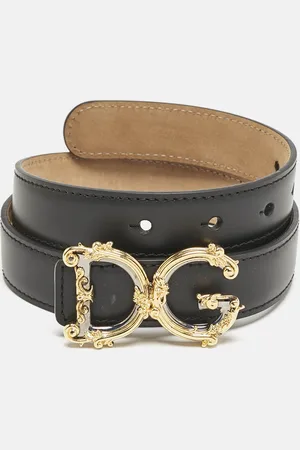 Dolce & Gabbana Leather DG Baroque Logo Buckle Belt 75CM