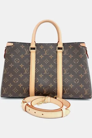 LOUIS VUITTON Coated Raffia and Leather Coated Canvas and Leather Monogram Souplo MM bag