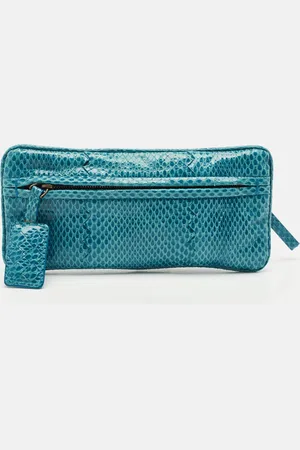 Bottega Veneta Snakeskin Double Zip Clutch
