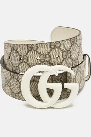 Gucci /White GG Supreme Canvas GG Marmont Buckle Belt 75 CM