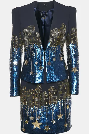 Elisabetta Franchi Embellished Blazer & Mini Skirt Set M