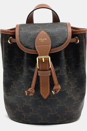 Céline Brown Coated Canvas Polco mini backpack