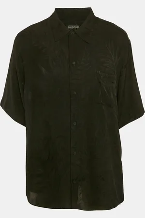 Balenciaga Patterned Silk Buttoned Half Sleeve Shirt M