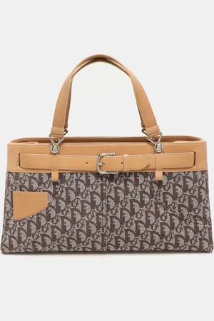 Dior /Beige Oblique Canvas and Leather Jeans Pocket Tote