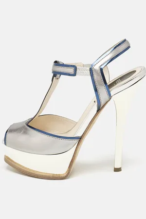Fendi Metallic Leather sta Platform Sandals Size 36
