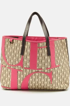 CH Carolina Herrera Tricolor Monogram Canvas and Leather Shopper Tote