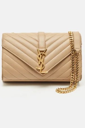 Saint Laurent Saint Laurent Chevron Leather Monogram Envelope Shoulder Bag