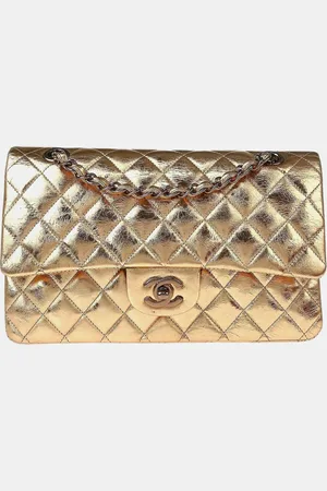 CHANEL Metallic Lambskin Medium Classic Double Flap Shoulder Bag