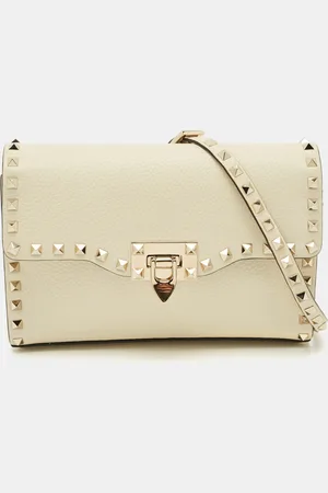 VALENTINO Off Leather Rockstud Flap Shoulder Bag