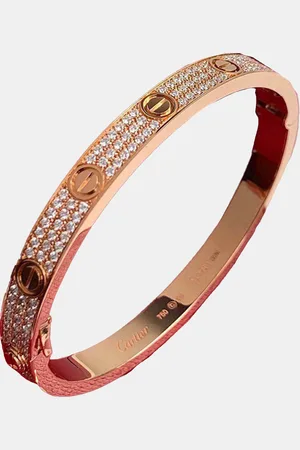 Cartier 18K Rose and Diamond Love Bangle Bracelet