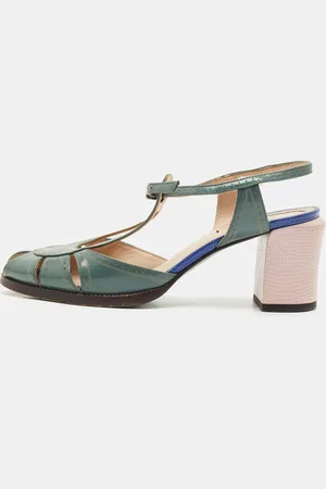 Fendi Leather Chameleon Ankle Strap Sandals Size 37