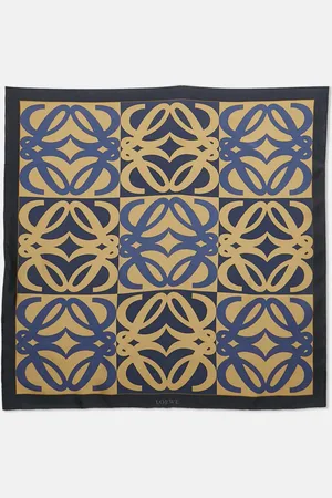 Loewe & Gold Logo Printed Silk Square Scarf