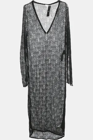 Saint Laurent Saint Laurent Pointelle knit Sheer Midi Dress M