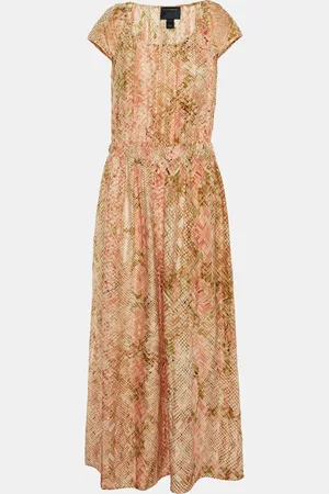 Roberto Cavalli Snake Print Silk Maxi Dress M