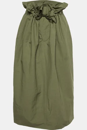 Stella McCartney Khaki Cotton Blend Paperbag Midi Skirt M