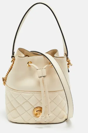 VERSACE Quilted Leather Medusa Drawstring Bucket Bag