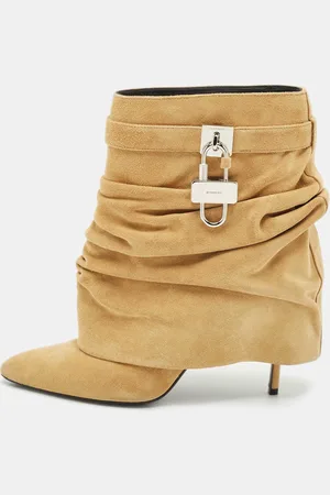 Givenchy Suede Shark Lock Slouchy Silhouette Ankle Boots Size 40