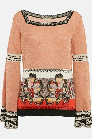 Etro Orange/ Patterned Knit Wide Sleeve Sweater M