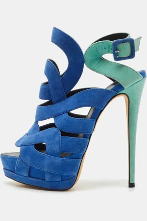 Giuseppe Zanotti /Green Suede Cutout Caged Strappy Platform Sandals Size 39