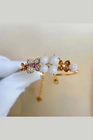 CHAUMET 18K Rose Flower Bee My Love Diamond Bracelet