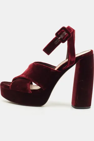 Miu Miu Velvet Platform Criss Cross Ankle Strap Sandals Size 38.5