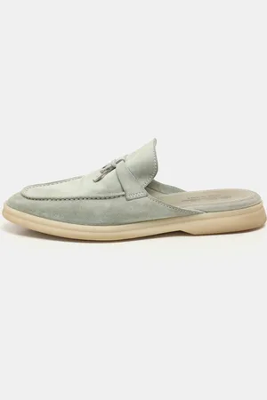 Loro Piana Eucalyptus Suede Summer Charms Walk Mules Size 37
