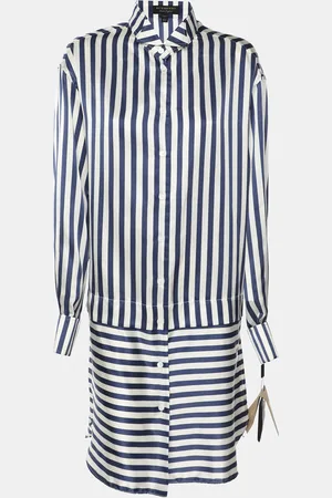 Burberry /White Striped Silk Blend Top L