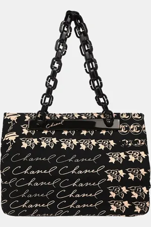 CHANEL Printed Canvas Tote Bag