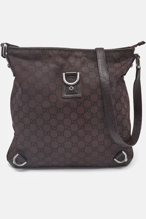 Gucci Dark GG Fabric and Leather Abbey D-Ring Messenger Bag