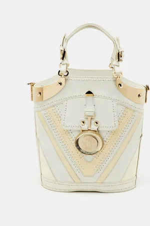 VERSACE /Cream Leather Vintage Donatella Tote