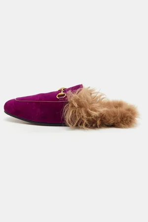 Gucci Fur and Velvet Princetown Mules Size 38