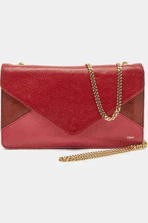 Chloé Leather Envelope Flap Chain Clutch