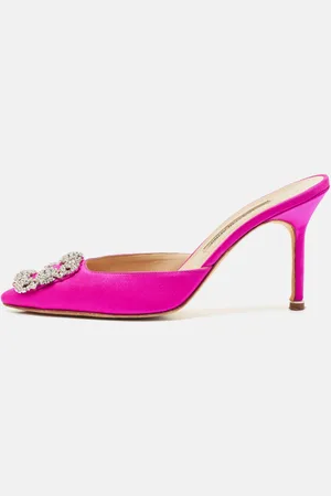 Manolo Blahnik Satin Hangisi Mules Size 38.5