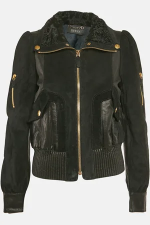 Gucci Leather Zip-Up Fur Collar Detail Biker Jacket M