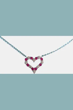 Tiffany & Co. 18K Gold Heart Platinum Ruby Pendant Necklace