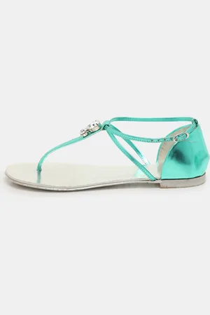 Giuseppe Zanotti Leather Embellished Flat Sandals Size 36