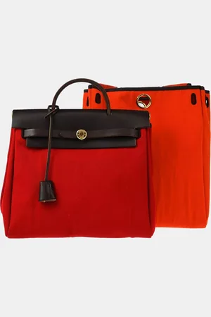 Hermès Red Orange Officier Herbag a Dos Backpack
