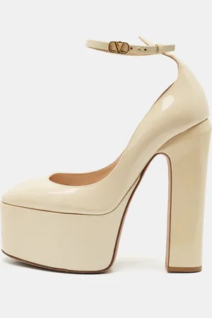 VALENTINO Patent Leather Tango Platform Ankle Strap Block Heel Pumps Size 37