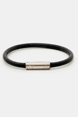LOUIS VUITTON Keep It Graphite Canvas Silver Tone Bracelet