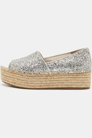 Miu Miu Glitter Platform Espadrille Flats Size 39