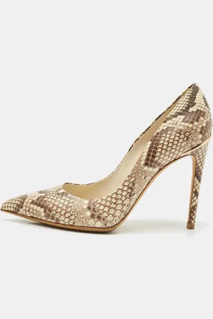 LOUIS VUITTON /Cream Python Leather Eyeline Pointed Toe Pumps Size 38