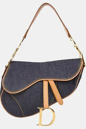Dior Christian Navy Denim Saddle Handbag